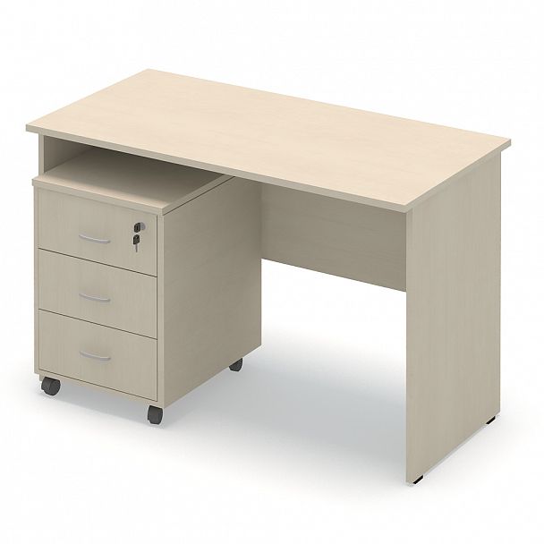 Стол рабочий+тумба мобильная "Система-M" ПК-ССМ-КОМП№49-В4-99 клен - Вид 1