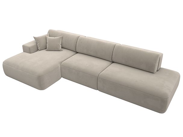 Диван угловой Лига-036 Модерн Лонг левый угол Микровельвет бежевый - Вид 5