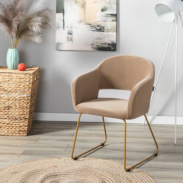 Кресло Oscar Diag beige/Линк золото - Вид 8