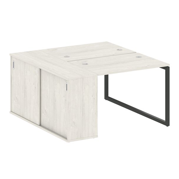 Metal System Quattro Р. ст. с шкафом-купе на О-образном м/к 40БО.РС-СШК-1.1 Т Дуб наварра/Антрацит металл 1410*1475*750 - Вид 1