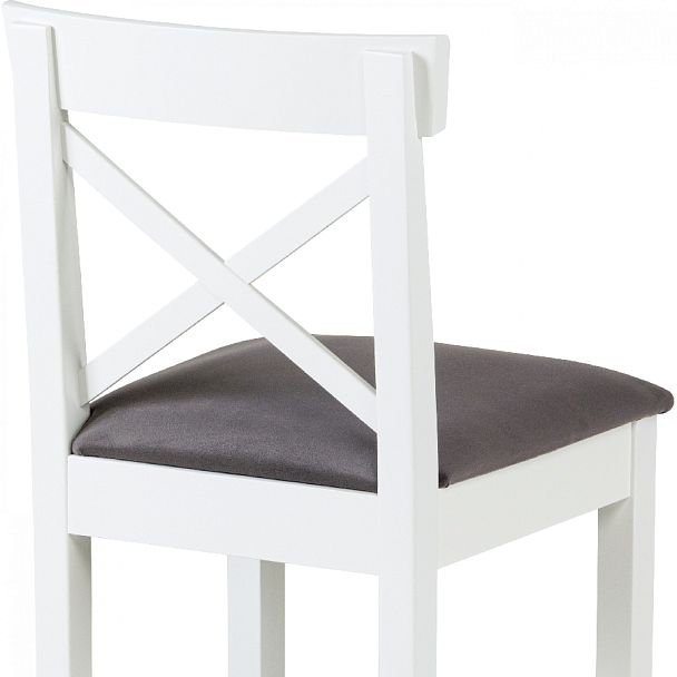 Стул деревянный полубарный Бергольф с мягким сиденьем Белый/Серый велюр - Вид 9