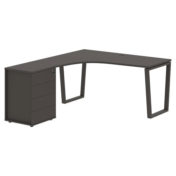 Стол эргономичный с тумбой EVCET 1518(L) Мокко/Мокко 1560х1880х750 EDIS - Вид 1