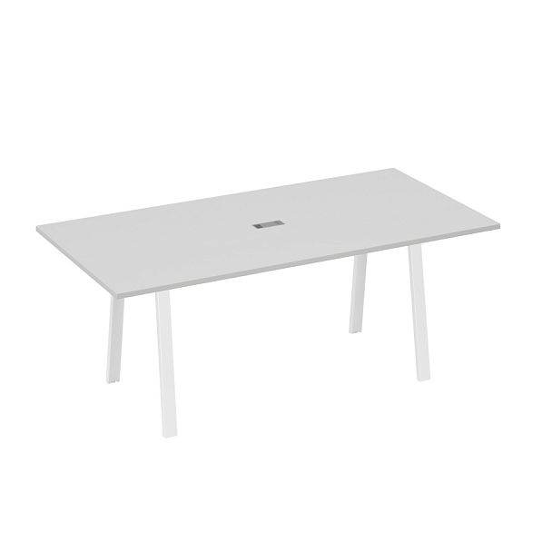 Стол 200 переговорный на металлокаркасе TRE A4 А4 Б3 123 БП серый / металлокаркас белый - Вид 1
