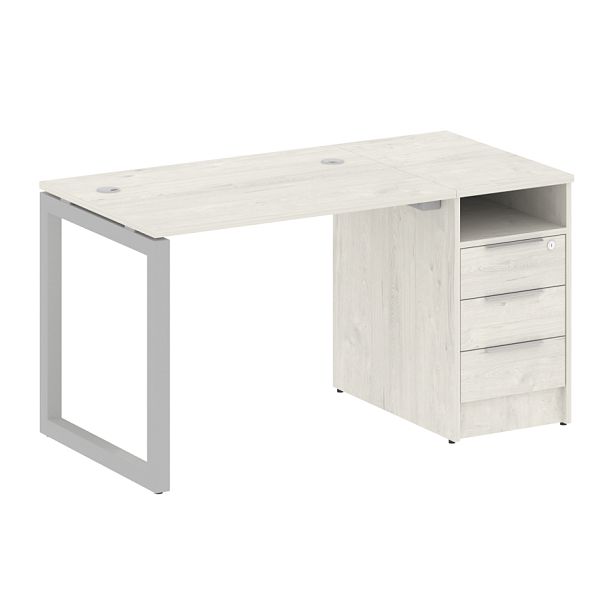 Metal System Quattro Р. ст. с тумбой на О-образном м/к 50БО.РС-СТП-1.1 Дуб наварра/Серый металл 1412*720*750 - Вид 1