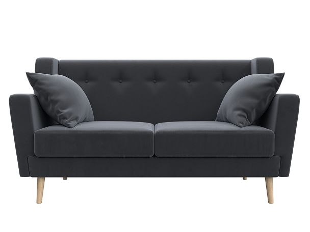 Прямой диван Брайтон 2 (полностью велюр серый) - Вид 2