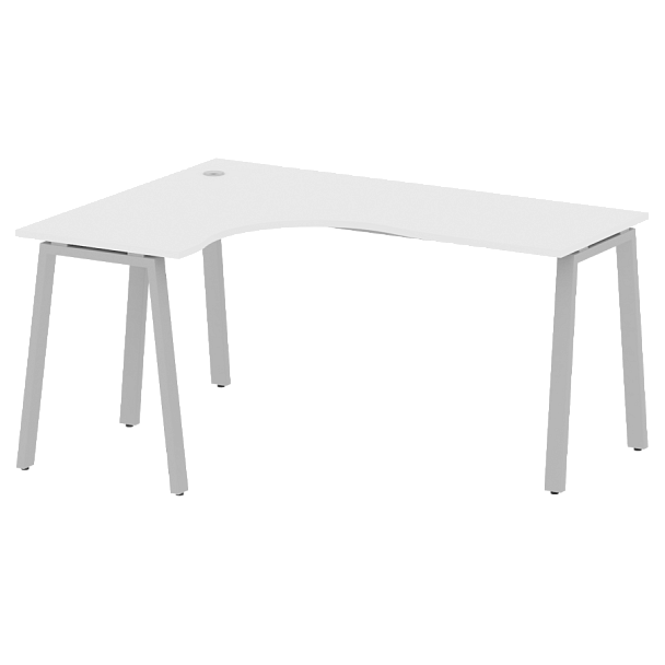 Metal System Стол криволинейный левый на А-образном м/к БА.СА-4 (L) Белый/Серый металл 1600*1200*750 - Вид 1