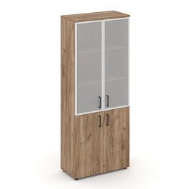 Стайл Проджект Шкаф высокий широкий SN.STS.E-103 Дуб Табак/Сатин/Черный Ручки 796*400*1982 - Фото предпросмотра