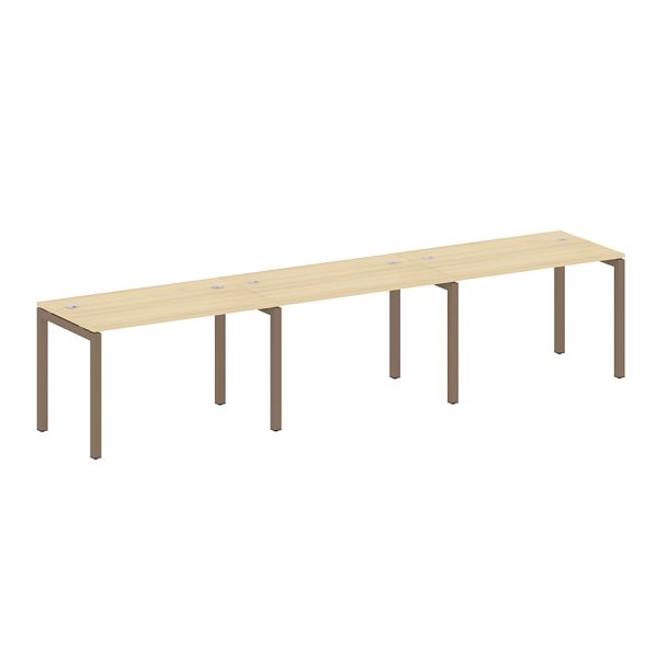Metal System Quattro Р. ст. на 3 раб. места на П-образном м/к 50БП.СМ-3.2 Акация/Мокко металл 3600*720*750 - Вид 1