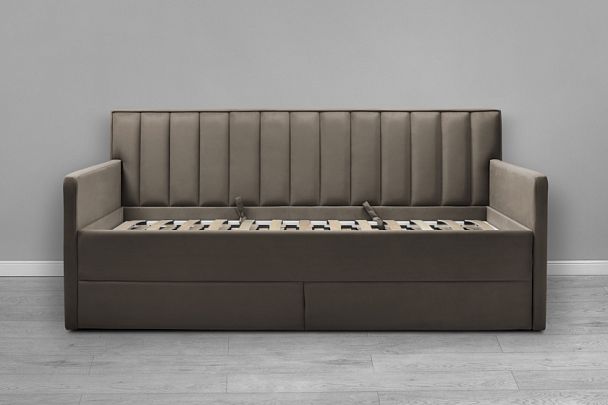 Кровать «Порше» с 2-мя боковинами и доп. спальным местом, коричневая - Вид 2