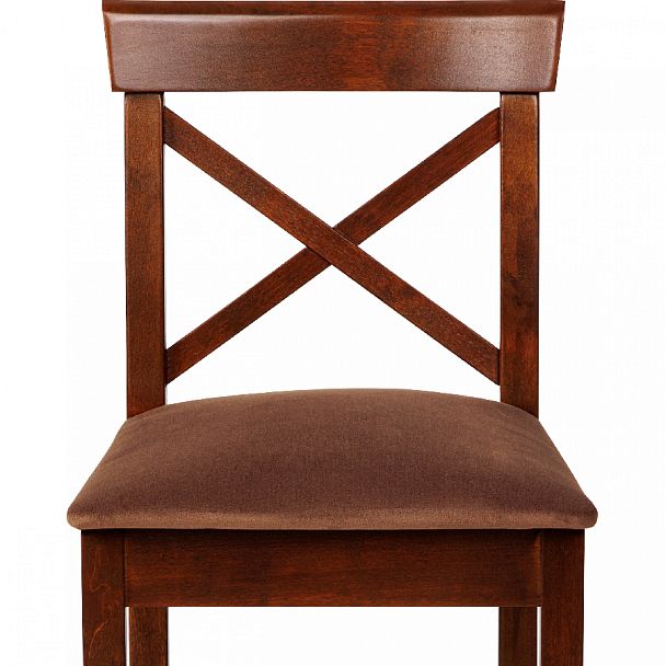 Комплект деревянных полубарных стульев с мягким сиденьем Бергольф Темный орех/Коричневый велюр, 3 шт. - Вид 7