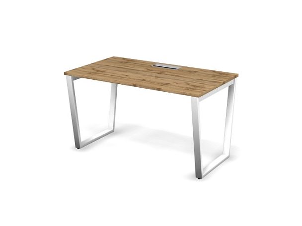 MATRIX 121S104-V Стол прямой, проводник Merida (V-обр. опоры) 1380х780х775 Дуб Крафт Золотой/Белый - Вид 1