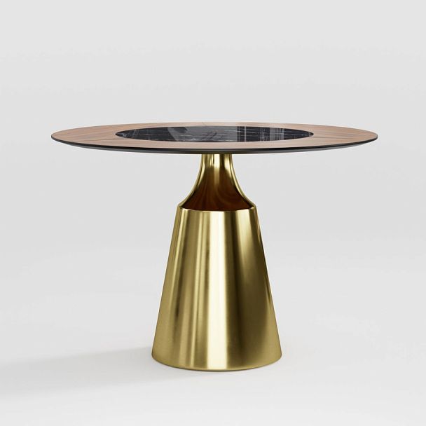 Стол круглый Lucas 120, шпон, керамика глянцевая, черная - Вид 1