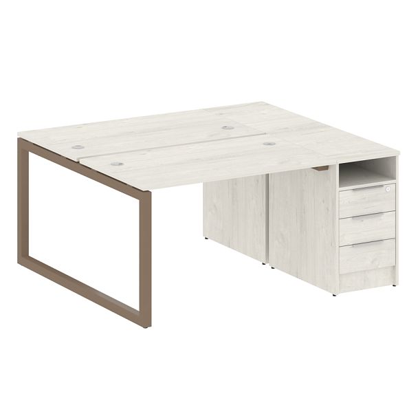 Metal System Quattro Р. ст. с тумбой на О-образном м/к 50БО.РС-СТП-2.2 Дуб наварра/Мокко металл 1612*1475*750 - Вид 1