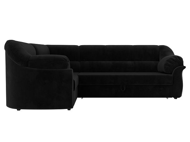 Диван угловой Карнелла левый (полностью велюр черный) - Вид 2