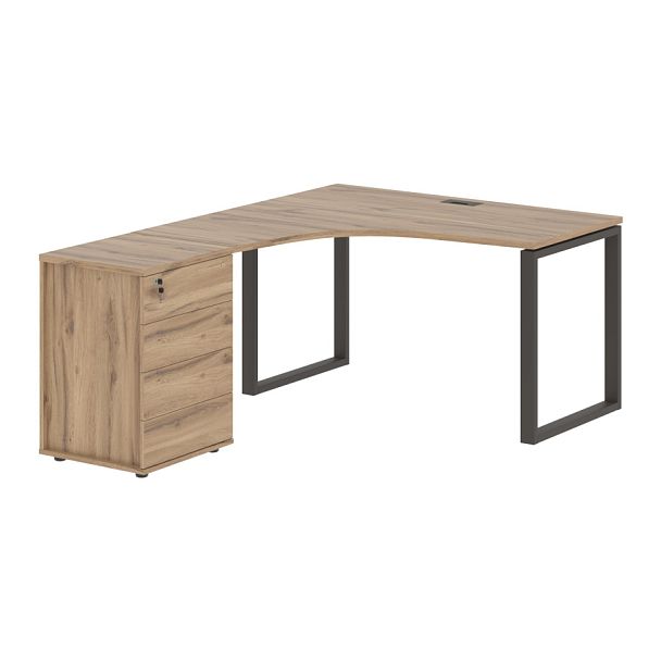 Стол эргономичный с тумбой EQCET 1318(L) Дуб Денвер светлый/Мокко 1360х1880х750 EDIS - Вид 1