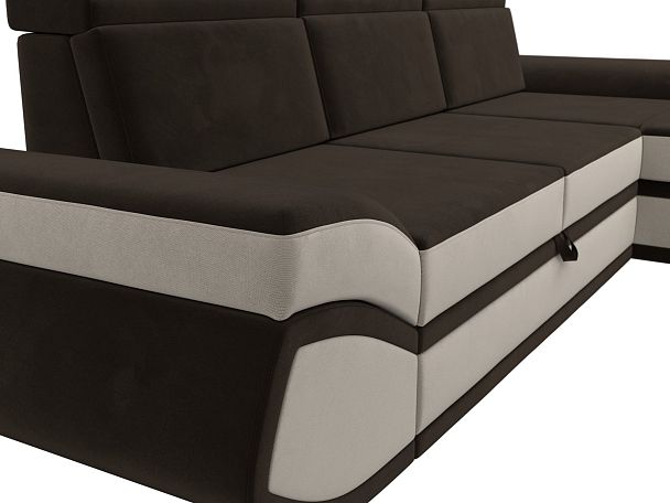 Диван угловой Лига-032 правый угол Микровельвет коричневый - Вид 4