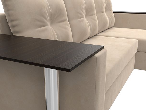 Угловой диван Атланта Лайт правый (полностью велюр бежевый) - Вид 4