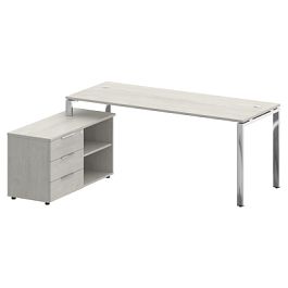 Metal System Direct Стол руковододителя с тумбой левый БГ.СРТ-5.7 (L) Дуб наварра/Нерж. сталь 1900*1520*750 - Фото предпросмотра