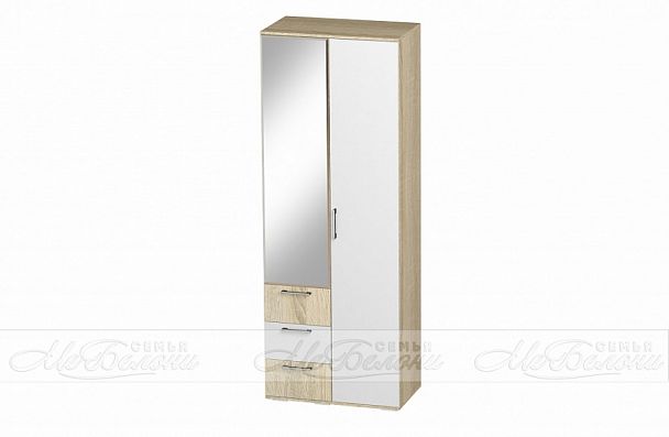 "Белладжио" Шкаф двухстворчатый ШК-12 (802х2176х460) дуб сонома/ белый глянец (замена цвета) - Вид 1