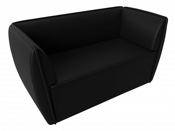 Прямой диван Бергамо 2-х местный (полностью экокожа черная) - Вид 5
