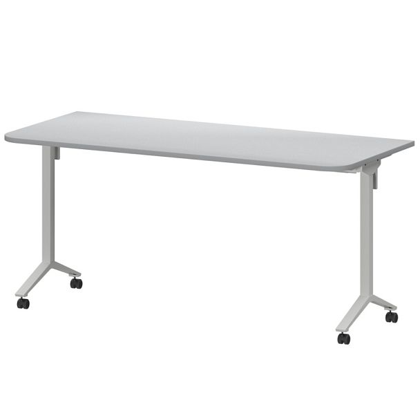 Стол мобильный складной радиусный МБ22-160.70Р Серый/Белый 1600x700x750 Моби - Вид 1