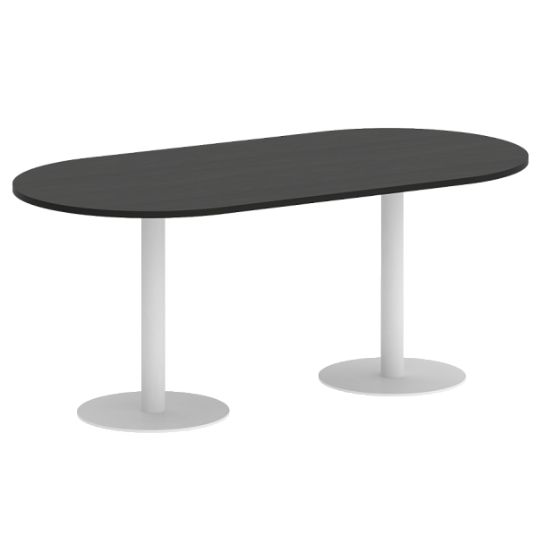 Home Office Стол овальный VR.SP-5-180.1 Суар тёмный/Белый металл 1800*900*750 - Вид 1