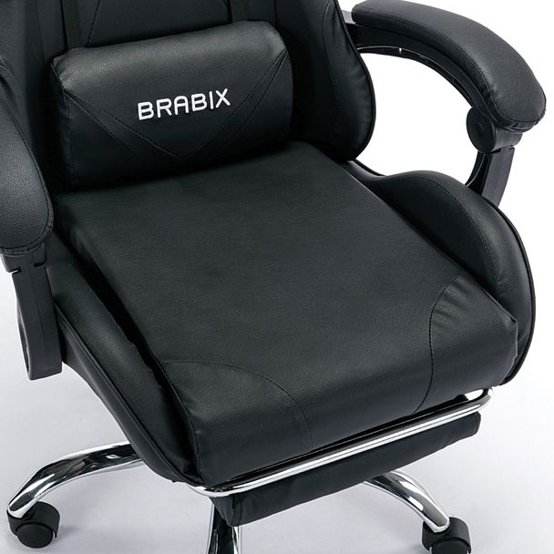 Кресло компьютерное BRABIX "Dexter GM-135", подножка, две подушки, экокожа, черное, 532800 - Вид 14