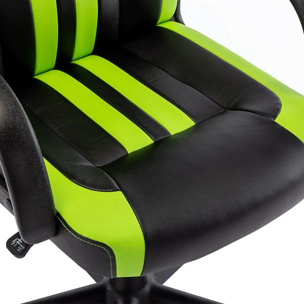Кресло компьютерное BRABIX "Stripe GM-202", экокожа, черное/зеленое, 532511 - Вид 9
