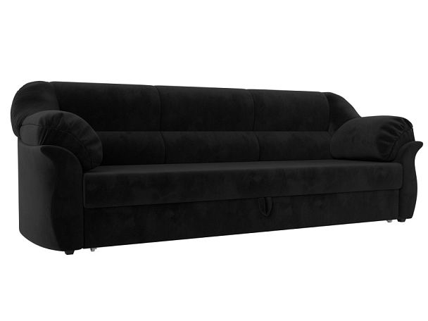 Диван прямой Карнелла (полностью велюр черный) - Вид 1