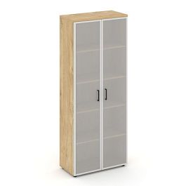 Стайл Проджект Шкаф высокий широкий SN.STS-109 Тиквуд Светлый/Сатин/Черный Ручки 796*400*1982 - Фото предпросмотра