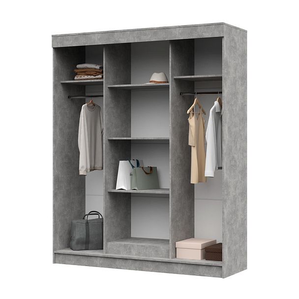 Гамма ШК-01 шкаф-купе (1,598х2,1х0,52) дуб крафт белый/ателье светлый - Вид 2