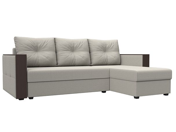 Диван угловой Валенсия Лайт правый угол Рогожка бежевый - Вид 1