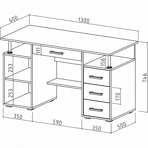Стол письменный Амбер-6Я - Вид 2