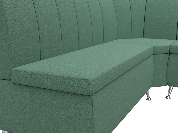 Диван кухонный угловой Кантри правый угол Рогожка зеленый - Вид 4