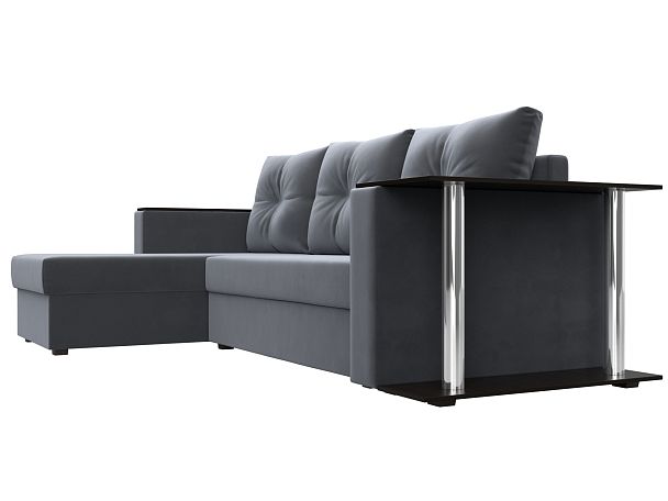 Угловой диван Атланта Лайт левый (полностью велюр серый) - Вид 3