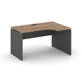 Стайл Проджект Стол рабочий эргоном. SN-D.SPA-011(R) Дуб Табак/Антрацит NEW/Черная Заглушка 1380*700 - Фото предпросмотра