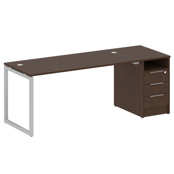 Metal System Quattro Р. ст. с тумбой на О-образном м/к 40БО.РС-СТП-1.4 Венге/Серый металл 2012*720*750 - Вид 1