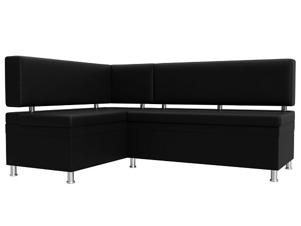 Кухонный уголок Стайл левый (полностью экокожа черная) - Вид 1