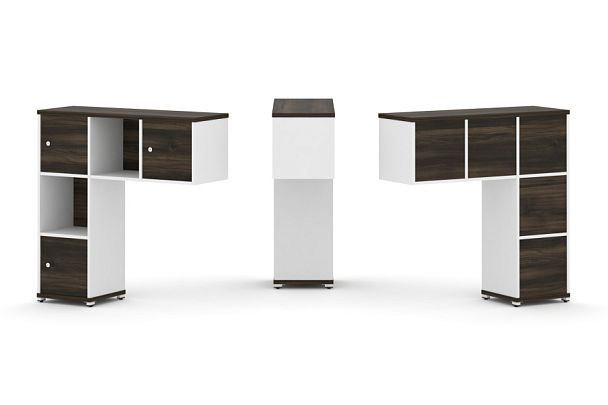 Concept Надставка низкая CN.ONN-002 Дуб Мали/Белый Бриллиант/Металл Белый 1099*365*1130 - Вид 1