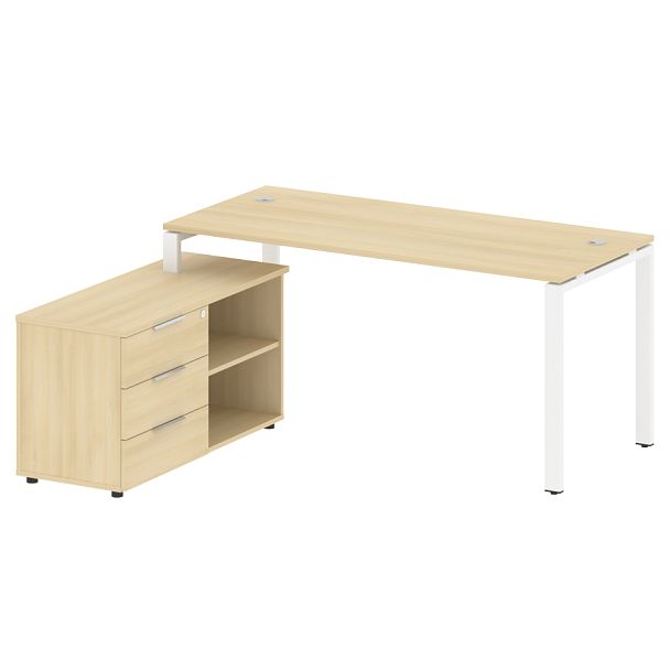 Metal System Р. ст. с тумбой на П-образном м/к БП.РС-СТС-2.4 (L) Акация/Белый металл 1700*1520*750 - Вид 1