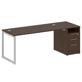 Metal System Quattro Р. ст. с тумбой на О-образном м/к 40БО.РС-СТП-1.4 Венге/Серый металл 2012*720*750 - Фото предпросмотра