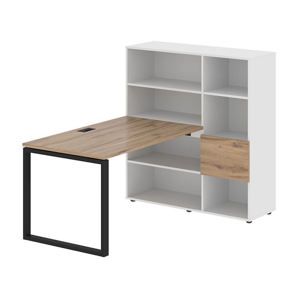 Стол-стеллаж EQRST 1213 Дуб Денвер светлый/Черный/Белый 1790х1250х1355 EDIS - Вид 1