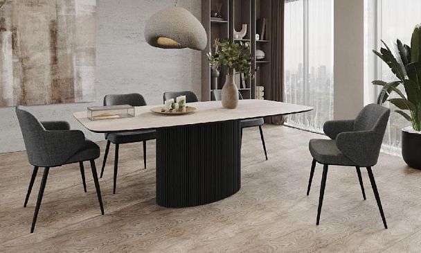 Стол Nolan 160, керамика матовая, белая / опора овал - Вид 1