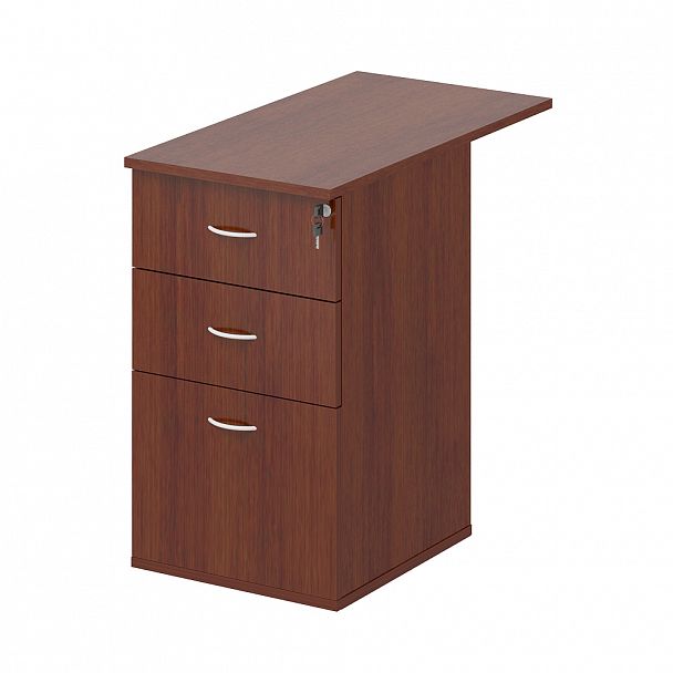 Тумба приставная, топ 18 мм, замок на верхний ящик "Логистика" ПК-ЛОГ-ТМП43Х80З/Я3-В1-34 миланский орех темный - Вид 1
