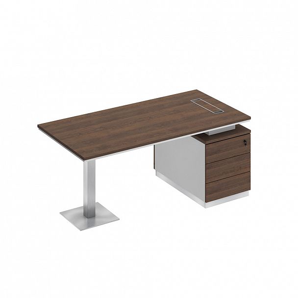 Стол руководителя на опорной тумбе (левый/правый) "City" СИ 103 дуб гладстоун/белый премиум/дуб гладстоун - Вид 1