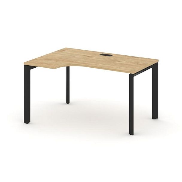 Style Project Next Стол рабочий эргономичный SN-59P.SPA-001(L) Тиквуд Светлый/Металл Черный/Черный Заглушка 1380*600/980*750 - Вид 1