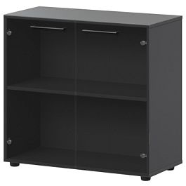 Шкаф низкий со стеклом СМШ28S Графит 792x380x811 Кортез - Фото предпросмотра