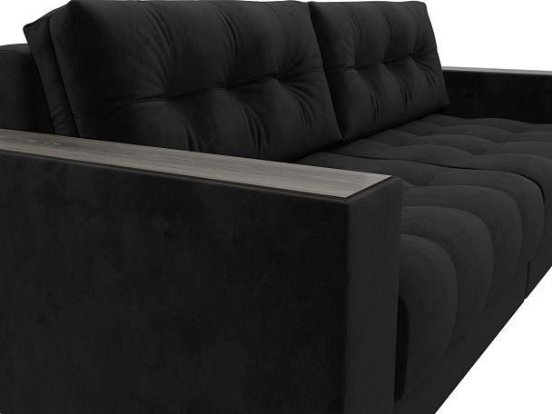 Диван прямой с декором Лига-049 НПБ Велюр черный - Вид 4