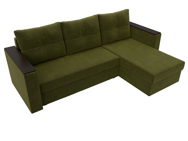 Угловой диван Атланта Лайт Б/С правый (полностью микровельвет зеленый) - Вид 7