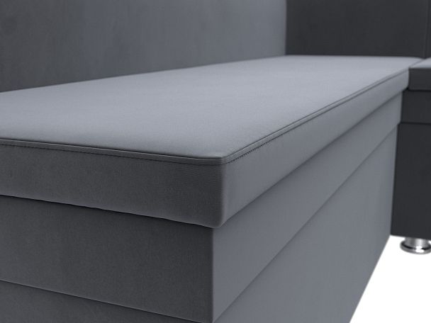 Кухонный угловой диван Уют правый (полностью велюр серый) - Вид 4